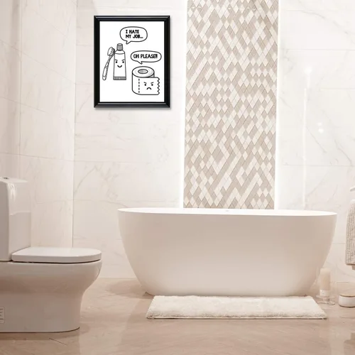 Vista 4 de Divertidas decoraciones e impresiones de baño, arte de pared, marco de 8 x 10 pulgadas