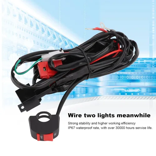 Vista 3 de Kit de arnés de cableado de luz LED para motocicleta, kit de arnés de cableado de barra de luz LED, interruptor de manillar de motocicleta