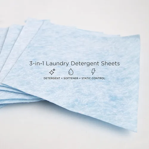 Vista 3 de WashEZE Hojas de detergente para ropa 3 en 1 – 20 cargas, detergente para jabón sin líquido, suavizante de telas y más – Detergente de lavandería