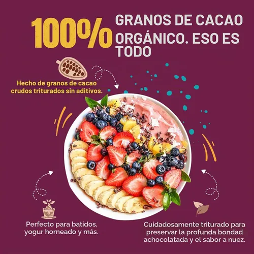 Vista 4 de Suncore Foods Granos de Cacao Orgánicos, Sin Gluten, No Transgénico, 8oz (1 Paquete)