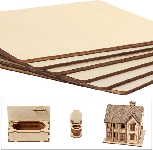 Vista 3 de 150 cuadrados de madera para manualidades, piezas de madera sin terminar de 5 x 5 pulgadas para manualidades, hojas de madera en blanco, hojas