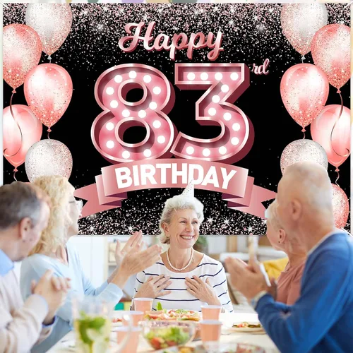 Vista 353 de Cartel de feliz cumpleaños décimo oro rosa, telón de fondo, saludos a 10 años, globos de confeti, decoración temática para niñas de 10 años