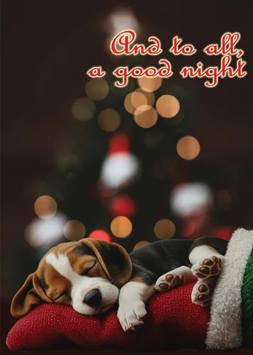 Vista 22 de Glory To Dog And To All A Good Night Sleepy Beagle Puppy - Juego de 12 tarjetas y sobres de Navidad