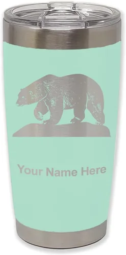 Vista 7 de LaserGram Vaso aislado al vacío de 20 onzas, oso polar, grabado personalizado incluido (negro)