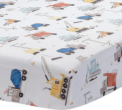 Vista 4 de Bedtime Originals Construction Zone - Juego de ropa de cama de 3 piezas para cuna de bebé