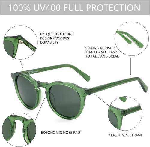 Vista 20 de ZENOTTIC Gafas de sol polarizadas redondas vintage para hombres y mujeres con protección UV400