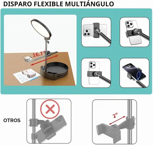 Vista 5 de Iluminación de zoom brillante para computadora, iluminación de escritorio ajustable para videollamadas, anillo de luz de pantalla completa regulable