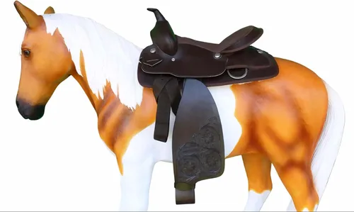 Vista 3 de Horse Western Adult Tooled Leather Replacement Saddle Fenders 5223