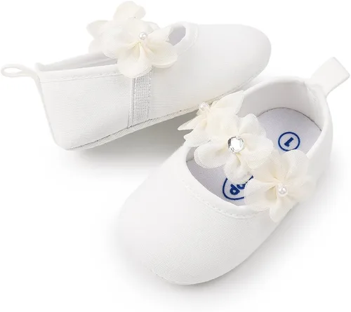Vista 4 de HsdsBebe 2 unidsset recién nacido bebé niña princesa Mary Jane zapatos para niños pequeños vestido de boda zapatos planos con diadema gratis
