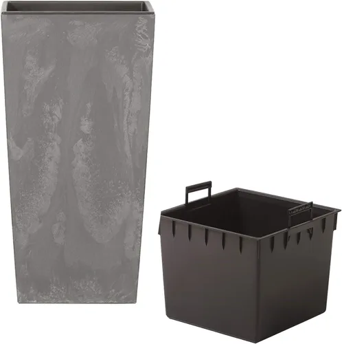 Vista 3 de WELL HOME MOBILIARIO & DECORACIÓN PK2528 - Juego de 3 macetas altas Prosperplast (11,4/26,6/49 litros) Urbi Square Effect de plástico color gris