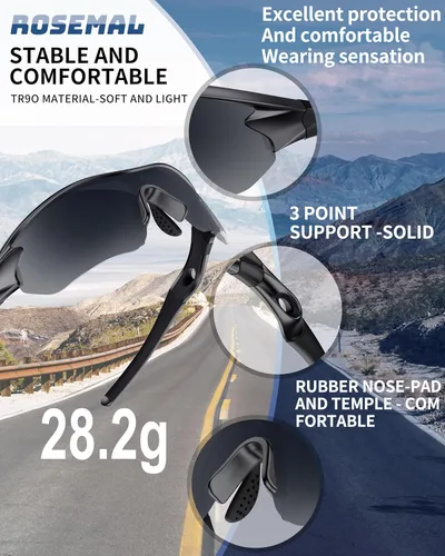 Vista 3 de Gafas de sol deportivas polarizadas para hombres y mujeres, jóvenes, béisbol, correr, pesca, tenis, golf, ciclismo, conducción, motor TAC UV400 TR90