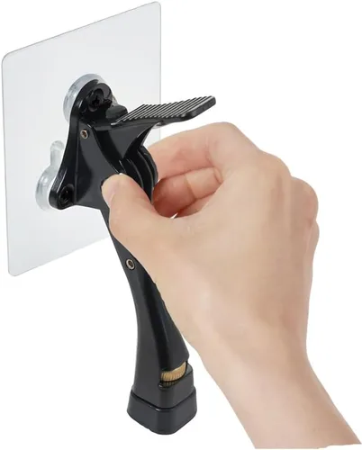 Vista 2 de HOME&I Tope de puerta abatible de 4 pulgadas con placa de montaje autoadhesiva grande, tope de puerta ajustable resistente, soporte de puerta