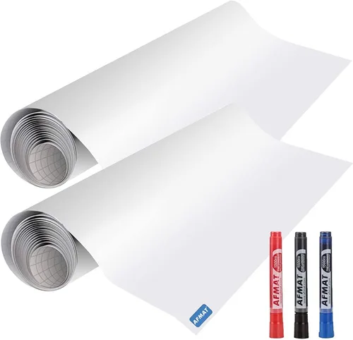 Vista 8 de AFMAT Adhesivo de Pizarra Blanca para Pared, 1.44x11 pies Papel Tapiz de Pizarra Blanca Despegar y Pegar, A Prueba de Manchas y Súper Adhesivo