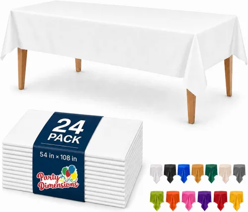 Vista 20 de Party Dimensions Mantel de plástico negro, paquete de 12 manteles rectangulares desechables de 54 x 108 pulgadas para mesas de 6 a 8 pies