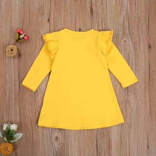 Vista 3 de Baby Girl 'sOne-Piece Skirt Long Sleeve Ruffled Shoulder and Elegant Dress for Little Girls