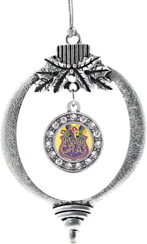 Vista 67 de Inspired Silver - Adorno con dije de cara de carlino - Adornos navideños de círculo de plata con joyas de circonita cúbica