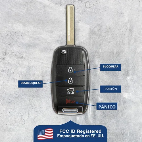 Vista 5 de Llavero retráctil con entrada sin llave compatible con Kia Sorento 2016-2018 (OSLOKA-910T) Uno