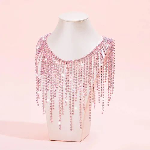Vista 9 de Cinturón con flecos de diamantes de imitación con cuentas y cadena de borlas de diamantes para jeans, accesorios de ropa, decoración de bricolaje