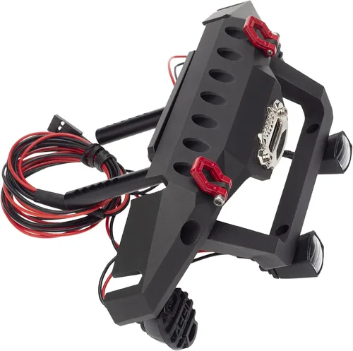 Vista 2 de Barra Protectora de Parachoques Delantero/Trasero Anticolisión de Aleación de Aluminio con Luces LED Compatible con Axial SCX10 90046 TRX-4 SCX10
