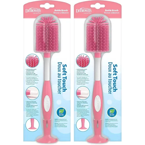Vista 11 de Dr. Brown's Cepillo de limpieza de biberones suave sin rayones para bebé, limpiador de tetinas y base con ventosa para fácil almacenamiento, libre