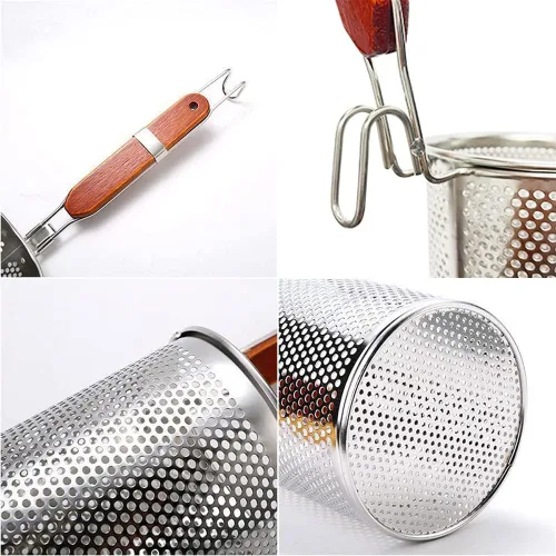 Vista 3 de TENTA KITCHEN 2 Piezas Colador de Pasta de Acero Inoxidable Micro-Perforado Con Mango, Colador de Fideos para Dumplings de Alimentos, Cesta Coladora