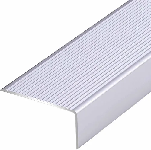 Vista 11 de ZIMGOD Tira protectora de borde de metal, borde antideslizante para escaleras, umbral de tira de transición en forma de L, borde de vinilo laminado