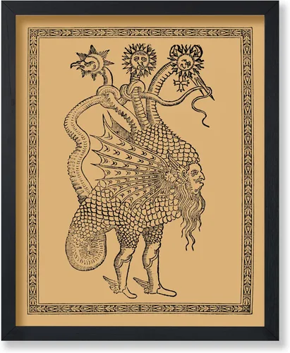 Vista 17 de Poster Master Póster vintage, estampado retro de león verde devorando el sol, arte hermético, arte de mitología, regalo para hombres y mujeres