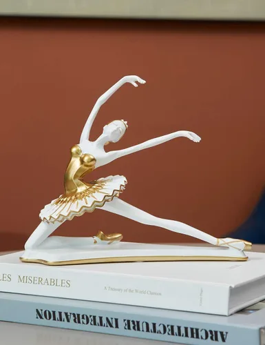 Vista 9 de HAUCOZE Estatua de bailarina de bailarina, escultura de yoga, decoración moderna del hogar, regalo para sala de estar, oficina, poliresina de 8.3