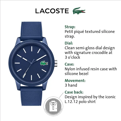 Vista 4 de Lacoste Reloj casual L1212 de cuarzo TR90 y correa de goma color azul modelo 2010987 Azul