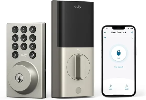 Vista 11 de eufy Security Smart Lock C30, cerradura de puerta de entrada sin llave, cerrojo de seguridad con teclado WiFi integrado para puerta delantera,