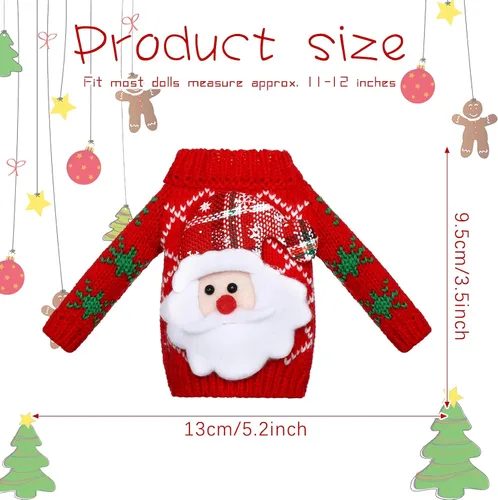 Vista 2 de Aoriher Juego de 9 piezas de accesorios de Navidad, accesorios de ropa, suéter, ropa de punto, alce, árbol de Navidad, copo de nieve, estampado