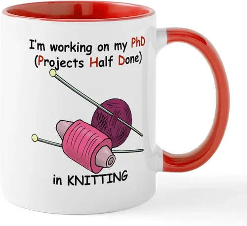 Vista 35 de CafePress Knitting Phd (Projects Half D Mug 11 oz (11.0 fl oz) Taza de café de cerámica