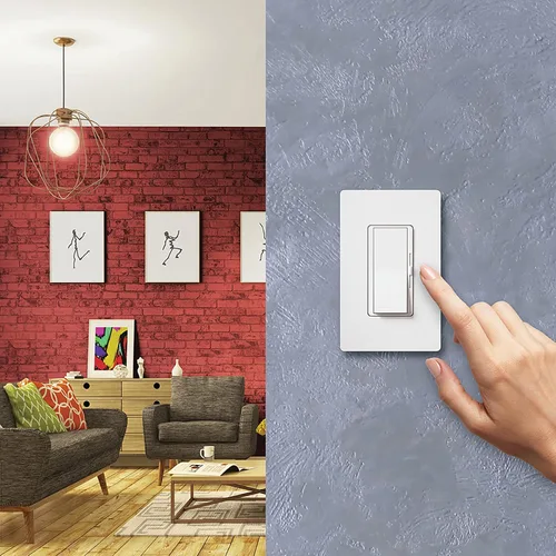 Vista 3 de Lutron DVSCELV-300P-BI Diva - Regulador electrónico de bajo voltaje de 300 vatios de un solo polo, galleta