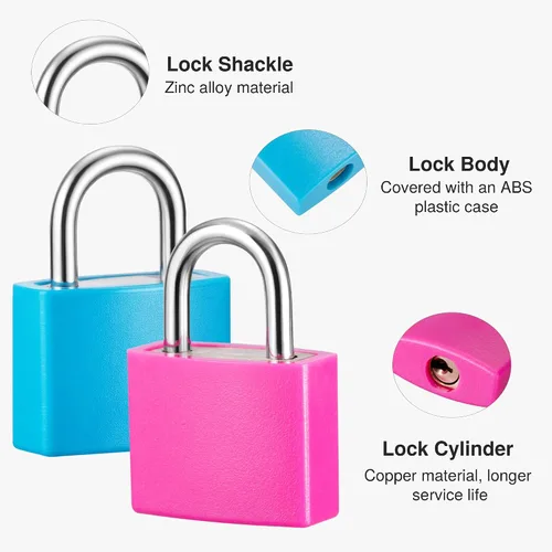 Vista 3 de Puroma Candado Mini de Equipaje con Llaves, Paquete de 4 Candados de 22mm para Casillero, Candado de Llave de Equipaje para Casillero de Gimnasio