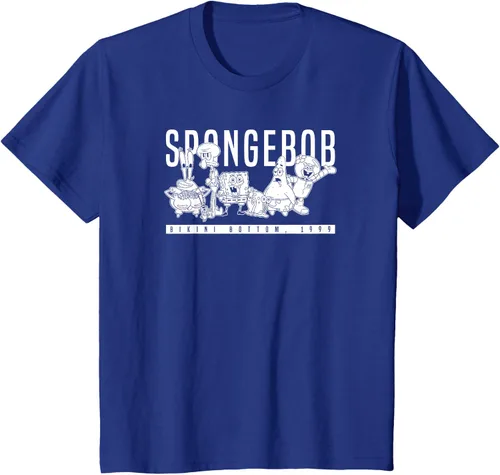 Vista 53 de Bob Esponja Vintage Group Simple Logo Camiseta, Negro