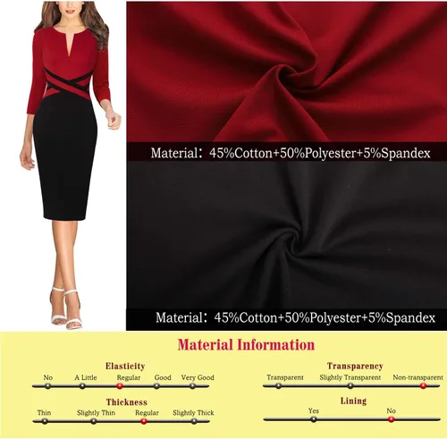 Vista 7 de VFSHOW - Vestido ajustado de estilo tubo y con zíper frontal para usar en el trabajo, la oficina, eventos de negocios o fiestas de cóctel