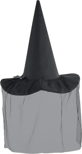 Vista 2 de Spooktacular Creations Sombrero de bruja de malla negra para Halloween, sombrero malvado con velos de encaje para mujer, accesorio de disfraz