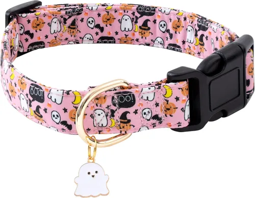 Vista 18 de Faygarsle - Collar de algodón para perros, collar de diseñador para hembras, tamaños pequeños, medianos y grande, diseño de flores con dijes de Beige