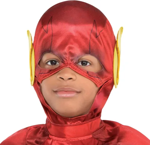 Vista 3 de DC Comics The New 52 The Flash Muscle Costume for Boys, Includes a Padded Jumpsuit and a Mask