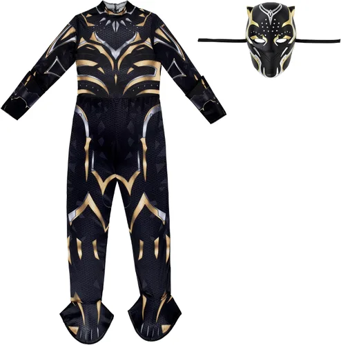 Vista 3 de Marvel Black Panther - Disfraz juvenil oficial - Mono acolchado con máscara de plástico, talla L