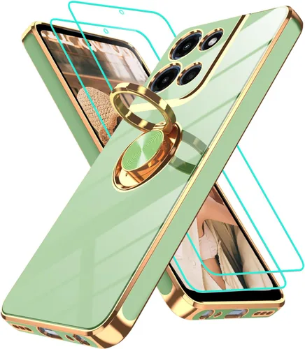 Vista 134 de Funda para Motorola Moto G 5G 2024: Funda Moto G Play 5G 2024 con 2 piezas de protectores de pantalla, soporte de anillo de rotación de 360°