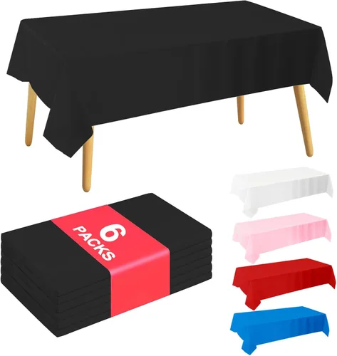 Vista 8 de Mantel Desechable 10-Pack 54x108 Pulgadas, Manteles Decorativos Impermeables de Plástico Rectangular para Mesa, para Fiestas de Vacaciones, Bodas
