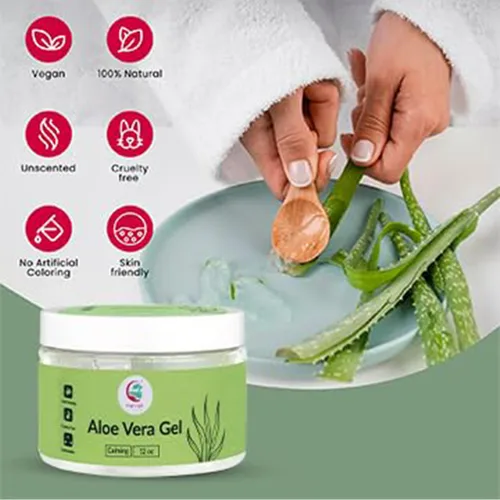 Vista 7 de Gel de aloe vera de 12 onzas, gel de aloe puro y natural calmante para la cara, la piel, el cuero cabelludo y el cabello – Hidratante diario