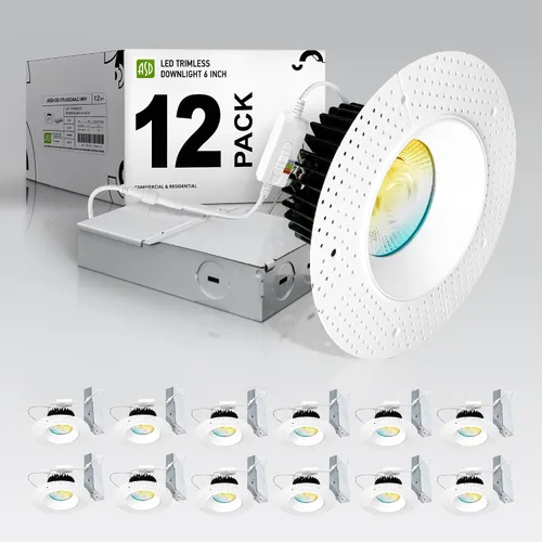 Vista 9 de ASD Sin moldura de 2 pulgadas de luces LED empotradas, 8W 120V redondas para uso comercial, luces regulables sin lata para techo con caja