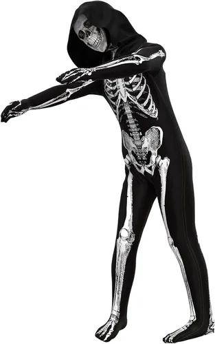Vista 4 de CUPOHUS' Unisex Skeleton Jumpsuit - Scary Black and White Halloween Jumpsuit Costume