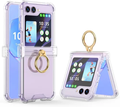 Vista 15 de Funda para Galaxy Z Flip 3 con protección de bisagra transparente para Samsung Flip 3 con función atril para Samsung Galaxy Z Flip 3 5G (2021)
