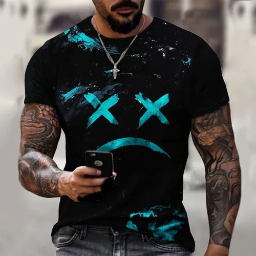 Vista 2 de Camiseta Grimace para hombre con estampado de contraste loco