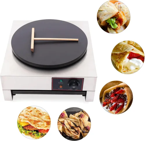 Vista 9 de Plancha eléctrica para hacer crepas de 1700 W, para hacer crepas, 16 pulgadas, máquina de panqueques grande, antiadherente, estufa de panqueques