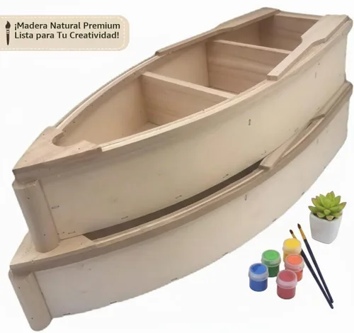 Vista 8 de Barco de madera sin terminar, paquete de 2 – Canoa pintable para bricolaje