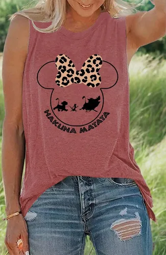 Vista 2 de T&Twenties Camiseta sin mangas para mujer, camiseta estampada con letras Hakuna Matata, divertidas, inspiradoras, casuales, con gráficos